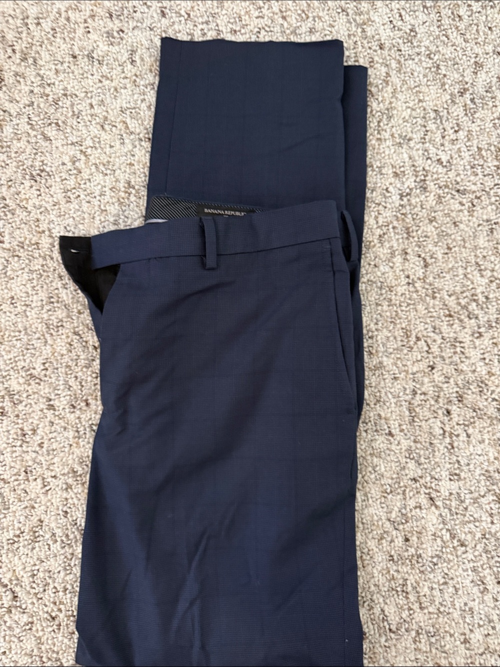 Banana Republic Dark Navy Textured Dress Pants